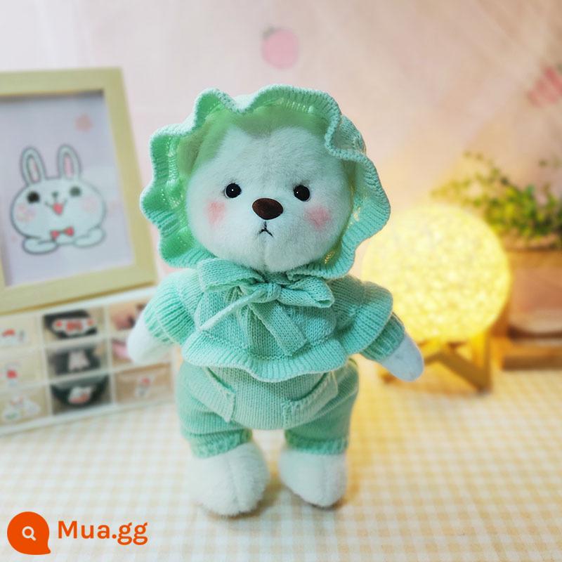 Kích thước trung bình gấu Lena quần áo gấu búp bê sang trọng quần áo búp bê 30cm gấu bông màu hồng sang trọng áo liền quần nữ - Áo liền quần màu xanh trái cây + mũ cho bé