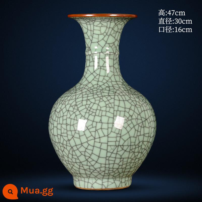 Jingdezhen Bình gốm cổ chính thức Lò nung phong cách Trung Quốc Nhà lớn Bình sứ màu xanh và trắng Trang trí tủ TV phòng khách - Chai đánh giá cao nứt đá lò nung cổ điển lớn đi kèm với đế [đảm bảo tính xác thực + giấy chứng nhận bộ sưu tập + cốc lọ gà]