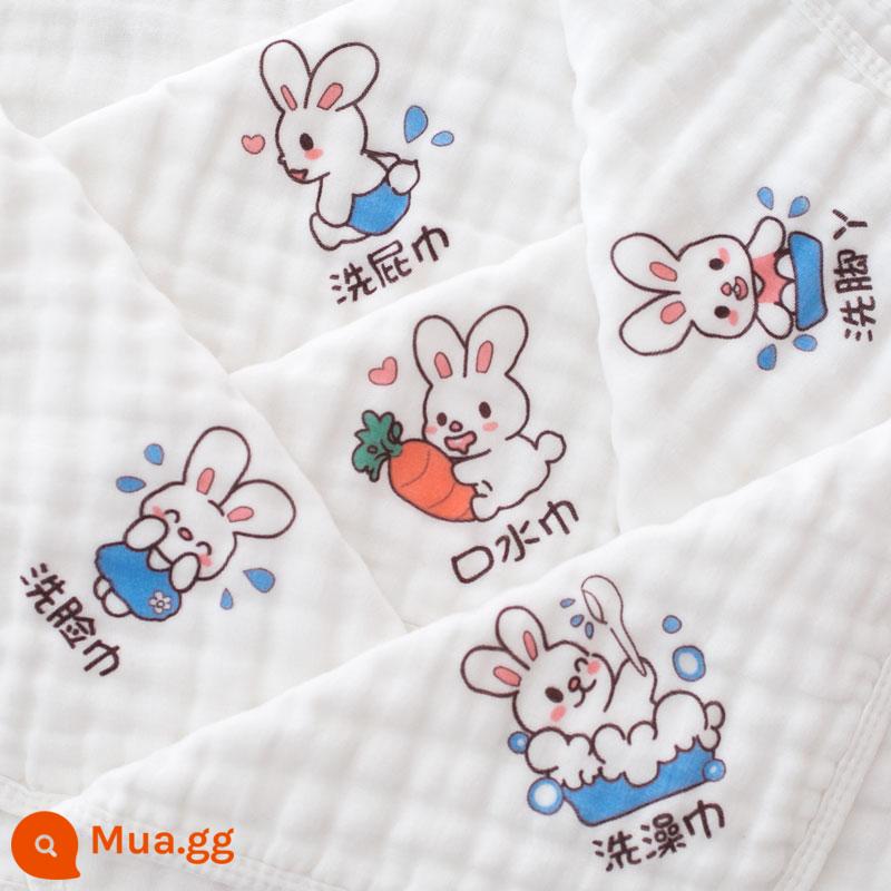 Khăn mặt rồng cho bé, khăn vuông nhỏ bằng gạc cotton nguyên chất cho bé sơ sinh, khăn nước bọt rửa mông và lau mặt - 5 gói khăn vuông hình thỏ [6 lớp 30*30cm]