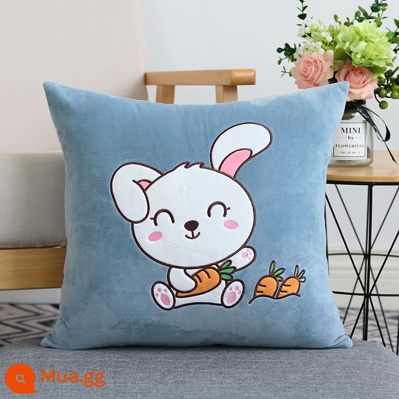 Hoạt Hình Dễ Thương Gối Sofa Đệm Giường Văn Phòng Tựa Lưng Ô Tô Gối Vuông Gối Không Lõi - Thỏ Trắng Nhỏ (Aqua Blue)