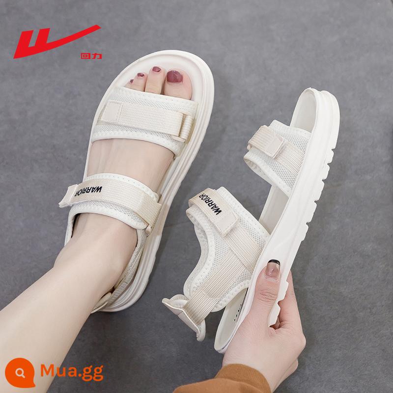 Xăng đan quai hậu nữ mùa hè 2023 mới đế dày giày nữ thời trang đế bằng Velcro giày thể thao đi biển - Màu be-0537 Sandal thời trang hot