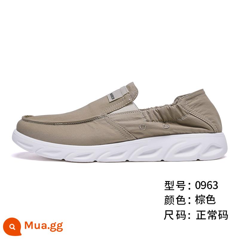 Kéo Lại Hàng Chính Hãng Hàng Đầu Giày Vải Nam 2023 Mới Slip On Giày Sneaker Cổ Bắc Kinh Giày Vải Thường Ngày Giày Sneakers - Nâu-0963