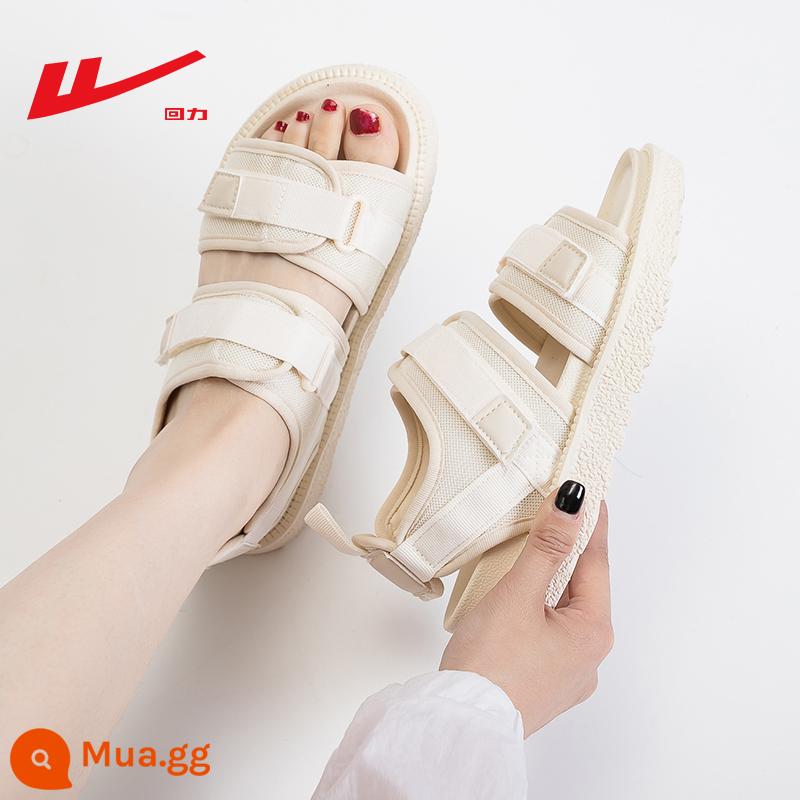 Xăng đan quai hậu nữ mùa hè 2023 mới đế dày giày nữ thời trang đế bằng Velcro giày thể thao đi biển - Beige-0629 Dép đa năng không gây mệt mỏi