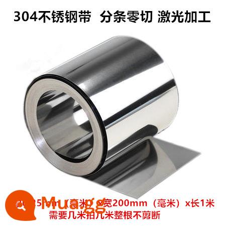 304 Băng thép không gỉ 316 Tấm thép mỏng Gói đồ bằng thép Lá Lá 0,05 0,1 0,15 0,2 0,3mm - Độ dày 0,25mm*rộng 200mm*dài 1 mét