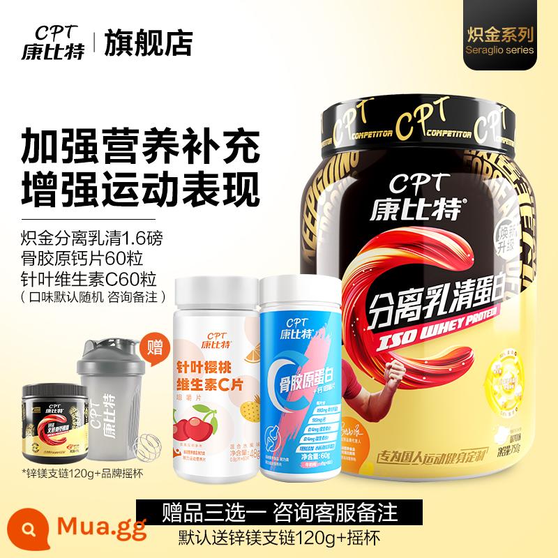 Kangbite tách whey protein bột tập thể dục xây dựng cơ bắp nam và nữ thể thao dinh dưỡng bột whey chính thức hàng đầu cửa hàng - [Bổ sung dinh dưỡng kép] Whey Isolate 750g + Collagen + Vitamin C