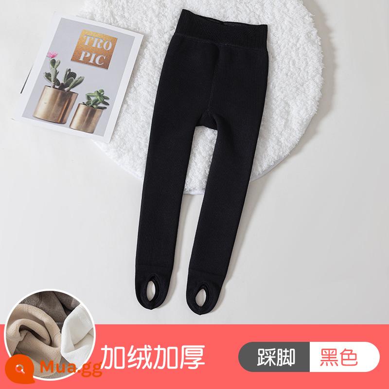 Girls 'Pantyhose Autumn and Winter Plus Trẻ em dày đặc bước trên quần lót, quần ấm em bé, đi tất nhảy - Bàn chân đen [dải thẳng cộng với nhung và dày]