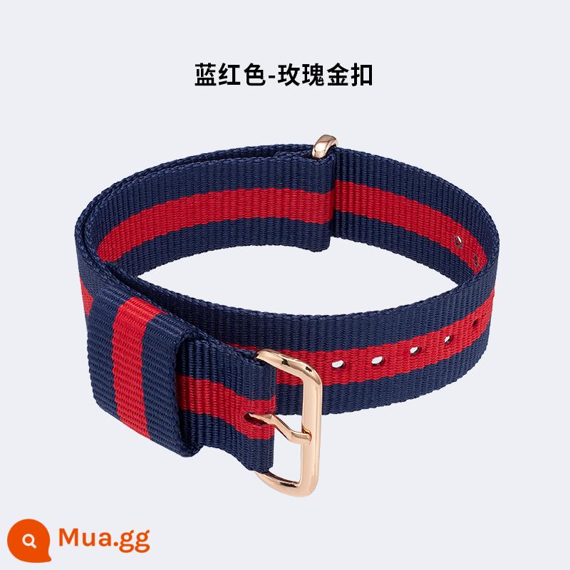 Thích hợp cho dây đeo đồng hồ DW nylon nguyên bản dành cho nam và nữ Daniel Wellington canvas đen đỏ trắng xanh dây đeo đồng hồ DW chống mồ hôi - Màu xanh và đỏ [khóa vàng hồng] cùng phong cách chính thức