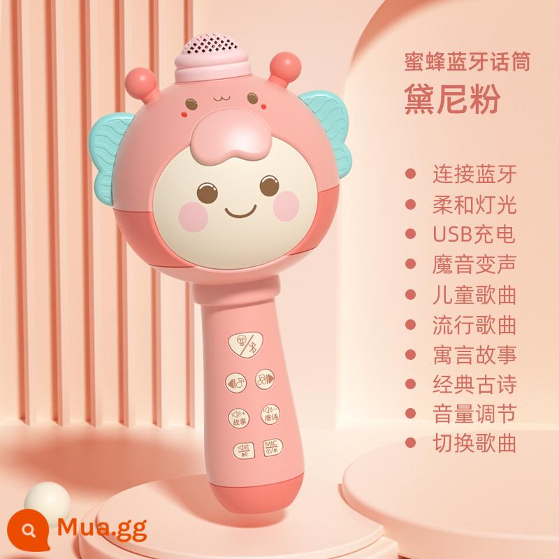 Micro trẻ em không dây âm thanh tích hợp micro đầu dạy hát máy bé gái đồ chơi karaoke quà tặng - Deni Pink [Mẫu ong] Giáo dục sớm + Bluetooth + Âm thanh kỳ diệu + Sạc USB