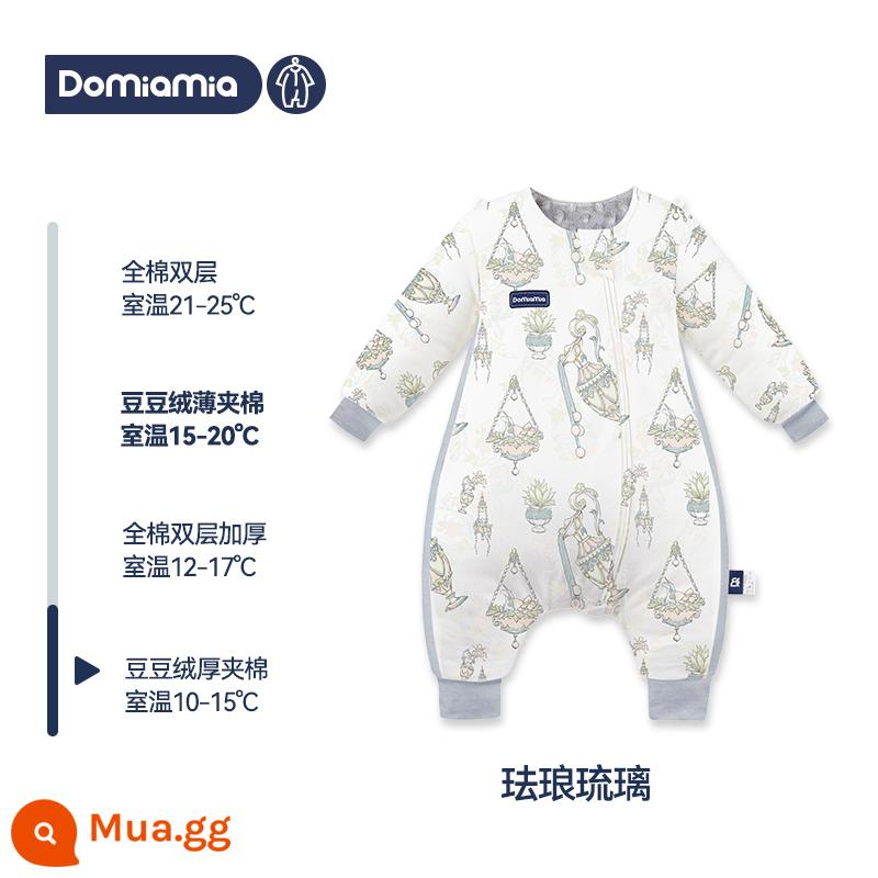 Túi ngủ mùa đông cho bé Domiamia 2 tầng trẻ em Bộ đồ ngủ cotton dày dặn nhiệt độ không đổi chăn chống đá - Giai đoạn 2 - tráng men - chần bông dày nhung đậu (nhiệt độ khuyến nghị 10-15oC)