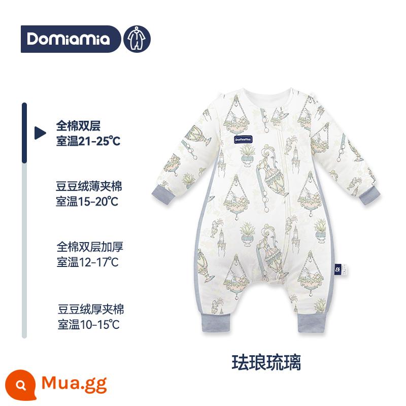 Túi ngủ mùa đông cho bé Domiamia 2 tầng trẻ em Bộ đồ ngủ cotton dày dặn nhiệt độ không đổi chăn chống đá - Giai đoạn 2 - kính tráng men - hai lớp bông (nhiệt độ khuyến nghị 21-25oC)