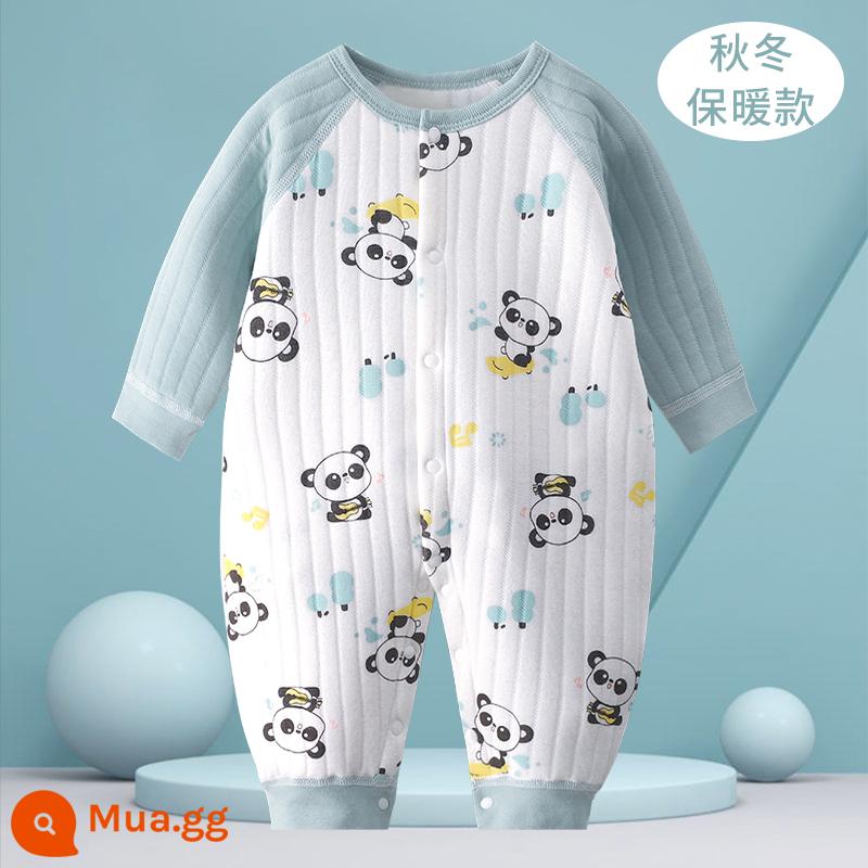 Áo liền quần cho bé mùa xuân ấm áp và mùa thu đông quần áo cotton mùa thu quần áo sơ sinh bé tập bò quần áo áo liền quần làm dày phù hợp với - [Ấm áp] Gấu trúc B