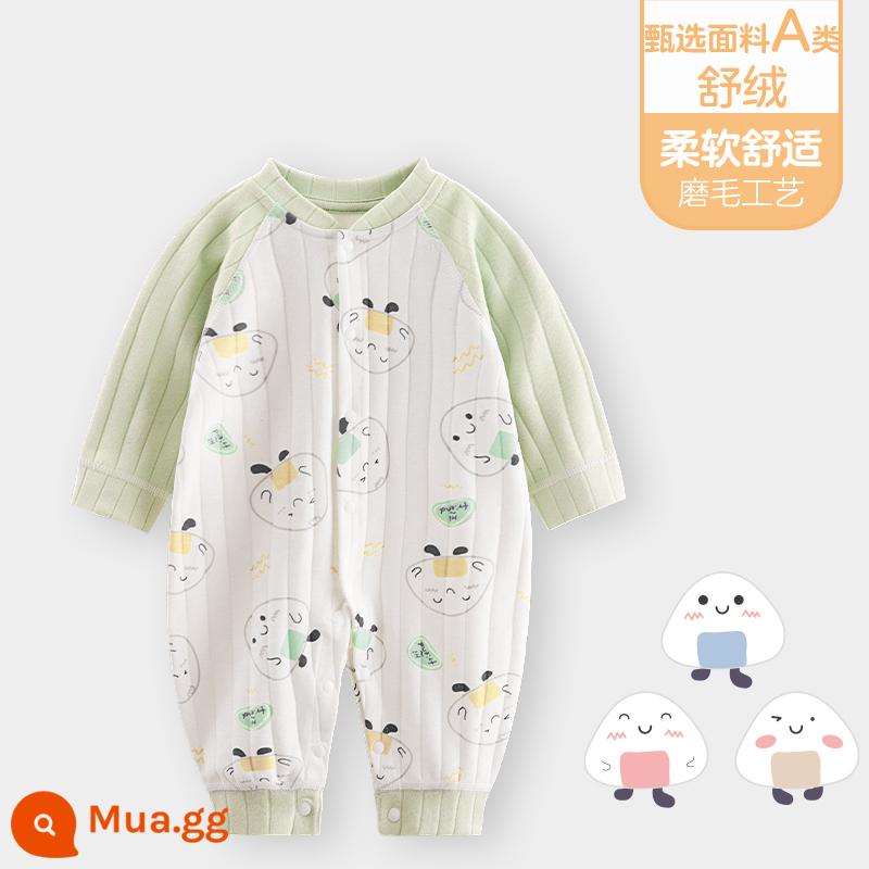 Áo liền quần cho bé Shuvelvet cotton sơ sinh ấm áp mùa xuân và mùa thu đông đi chơi romper quần áo trẻ em bộ đồ thu đông - [Shu Rong Bốn Mùa] Xanh B