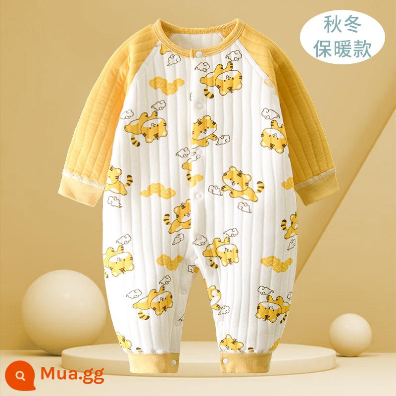 Quần áo cotton cho bé mùa đông áo liền quần dày mùa xuân và mùa thu mùa đông phù hợp với trẻ sơ sinh chần bông ấm áp cho bé quần áo - [Ấm áp] Hổ B dễ thương