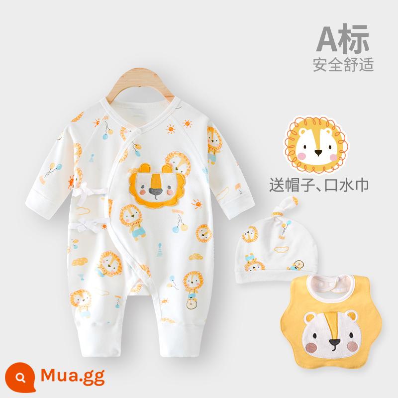 Quần áo sơ sinh Baby Lian Yiyi Mùa xuân, mùa thu và mùa đông tinh khiết Cotton Junior Men and Women's Baby Bao Bao Bao Bao Bao Bao Win Winter - Cà vạt sư tử nhỏ ấm áp và dễ thương [phong cách bốn mùa]