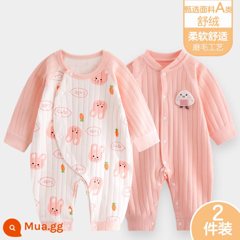 Áo liền quần cho bé Shuvelvet cotton sơ sinh ấm áp mùa xuân và mùa thu đông đi chơi romper quần áo trẻ em bộ đồ thu đông - [Shu Rong] Bột A+Bột C