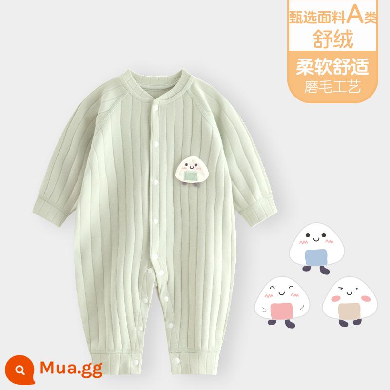 Áo liền quần cho bé Shuvelvet cotton sơ sinh ấm áp mùa xuân và mùa thu đông đi chơi romper quần áo trẻ em bộ đồ thu đông - [Shu Rong Bốn Mùa] Xanh