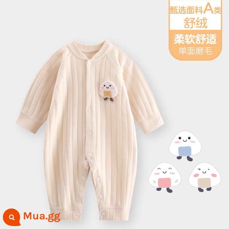 Áo liền quần cho bé Shuvelvet cotton sơ sinh ấm áp mùa xuân và mùa thu đông đi chơi romper quần áo trẻ em bộ đồ thu đông - [Shu Rong Four Seasons] Màu be