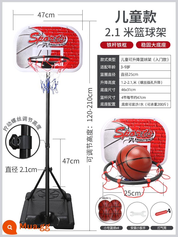 Giá đỡ bóng rổ có thể tháo rời học sinh tiểu học trong nhà khung bóng rổ tiêu chuẩn ngoài trời trường trung học cơ sở phục hồi giỏ chụp tại nhà của trẻ em - [Mẫu khuyến mãi] 2,1m có 4 quả bóng, thích hợp cho trẻ nhỏ chơi với bóng nhỏ