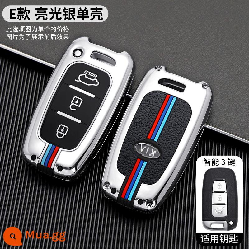 Túi chìa khóa KIA vỏ kim loại K3K4K5kx3kx5/7 smart running Sorento Yi running Kaishen set khóa nam CHÉO - Mẫu E ba nút★Mẫu hợp kim ba màu [vỏ đơn] màu bạc ánh trăng