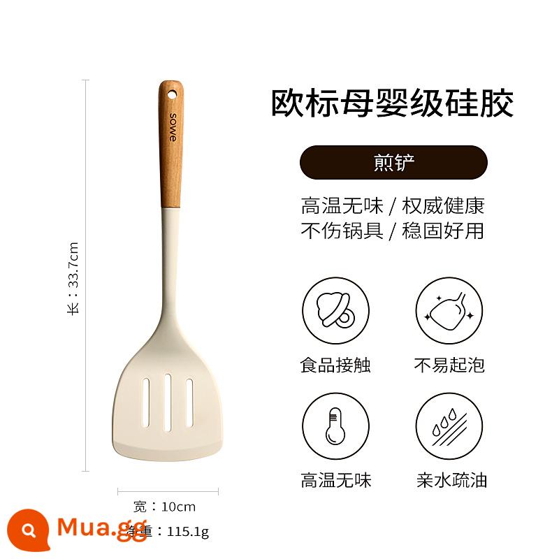 Sowe Thìa Silicone Dụng Cụ Nấu Ăn Gia Đình Thìa Nồi Chống Dính Đặc Biệt Muỗng Súp Rây Lọc Muỗng Ăn Cơm Chịu Nhiệt Độ Cao Bộ Dụng Cụ Nhà Bếp - [Thìa chiên] Tiêu chuẩn Châu Âu dành cho bà mẹ và trẻ sơ sinh để bảo vệ sức khỏe..