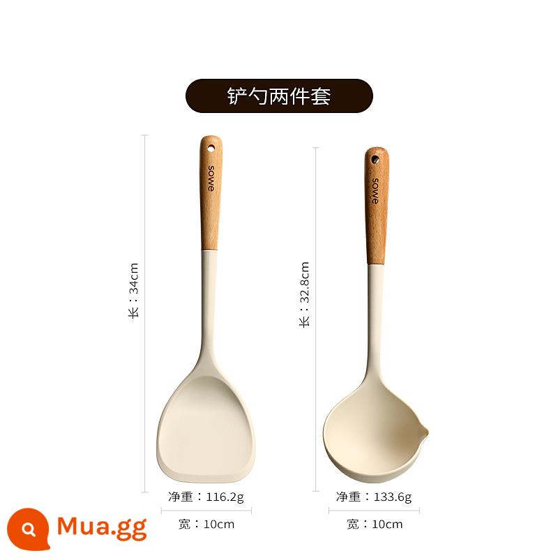 Sowe Thìa Silicone Dụng Cụ Nấu Ăn Gia Đình Thìa Nồi Chống Dính Đặc Biệt Muỗng Súp Rây Lọc Muỗng Ăn Cơm Chịu Nhiệt Độ Cao Bộ Dụng Cụ Nhà Bếp - ❤️[Bộ thìa hai chiếc] Thìa + Muỗng Súp.