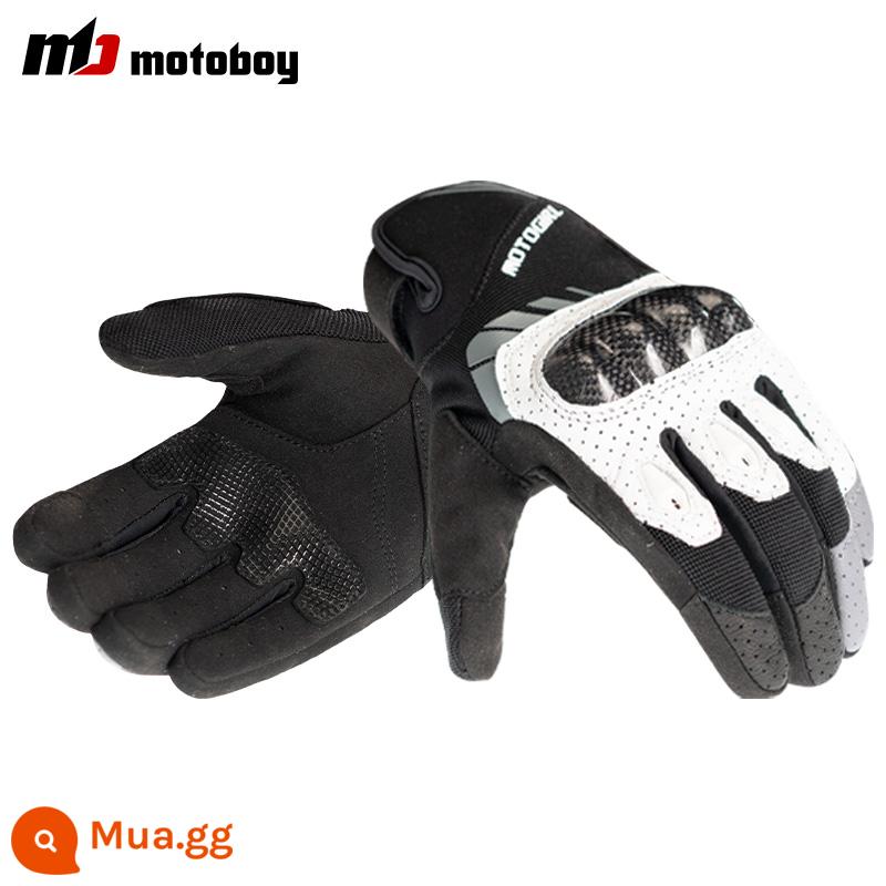 Găng tay đi xe máy Motoboy nữ mùa đông thiết bị đi xe máy nữ thoáng khí chống rơi chống mài mòn màn hình cảm ứng - GW-01 AIR V2 màu trắng (mùa hè)