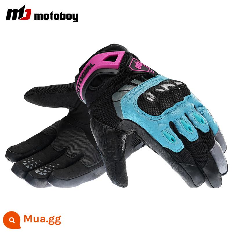 Găng tay đi xe máy Motoboy nữ mùa đông thiết bị đi xe máy nữ thoáng khí chống rơi chống mài mòn màn hình cảm ứng - màu xanh (mùa đông)