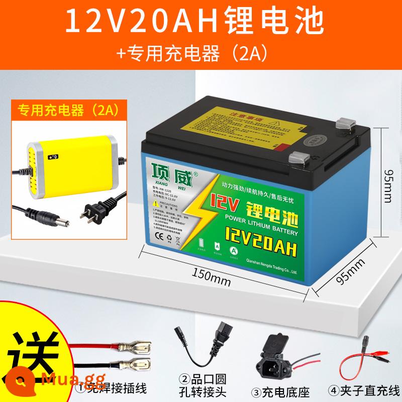 Máy phun điện pin lithium 12v8ah nông nghiệp pin dung lượng lớn để gửi máy sấy tóc phun pin 12 volt chuyên dụng - Pin lithium 12V20AH+ bộ sạc đa năng [đi kèm cáp cắm đế]