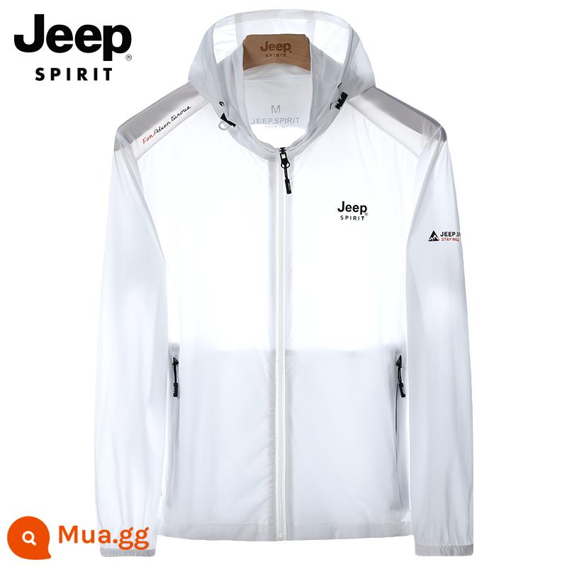 Quần Áo Chống Nắng JEEP Nam Mùa Hè Mới Băng Lụa Thoáng Khí Áo Khoác Nhẹ Câu Cá Kích Thước Lớn Quần Áo Chống Nắng Ngoài Trời Làm Khô Nhanh - J4023 lụa băng trắng có độ đàn hồi cao