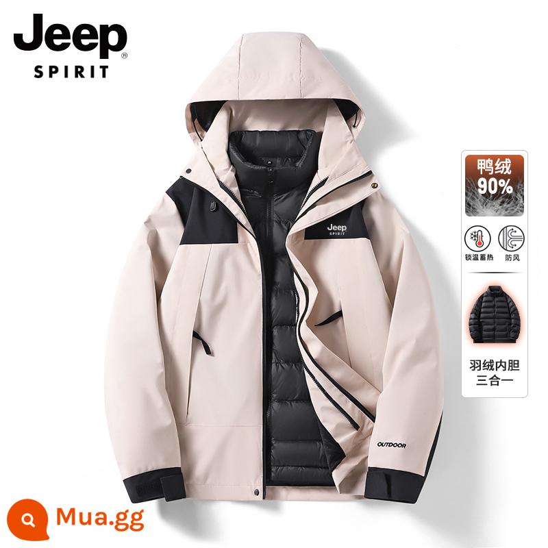 Áo khoác nam ba trong một Jeep mùa đông ấm áp áo khoác nam lót lông áo khoác cotton áo khoác nam nữ - màu hồng mơ ước