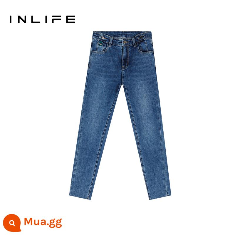 Quần denim bình thường của Ina nữ Autumn 2022 MỚI -Đẹp quần đẹp đẹp thoải mái - Màu xanh denim