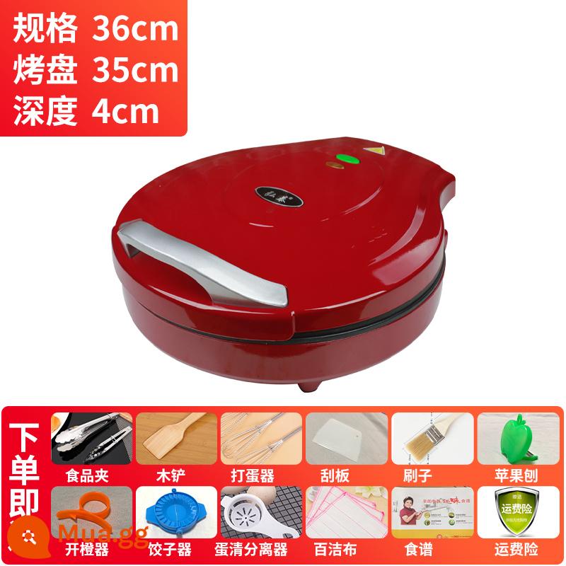 Hongtai treo sâu và chảo nướng điện lớn chảo điện gia dụng chảo làm nóng hai mặt chảo pancake tự động tắt nguồn - Chảo nướng đỏ 36B sâu 35cm sâu 4cm gói quà sang trọng