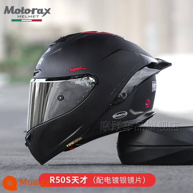 MOTORAX Morex R50S Một Đầu Máy Xe Lửa Mũ Bảo Hiểm Full Mũ Bảo Hiểm Nam Nữ Đuôi Lớn Gió Xuân Xe Bốn Mùa - Thiên tài [Gương bạc]