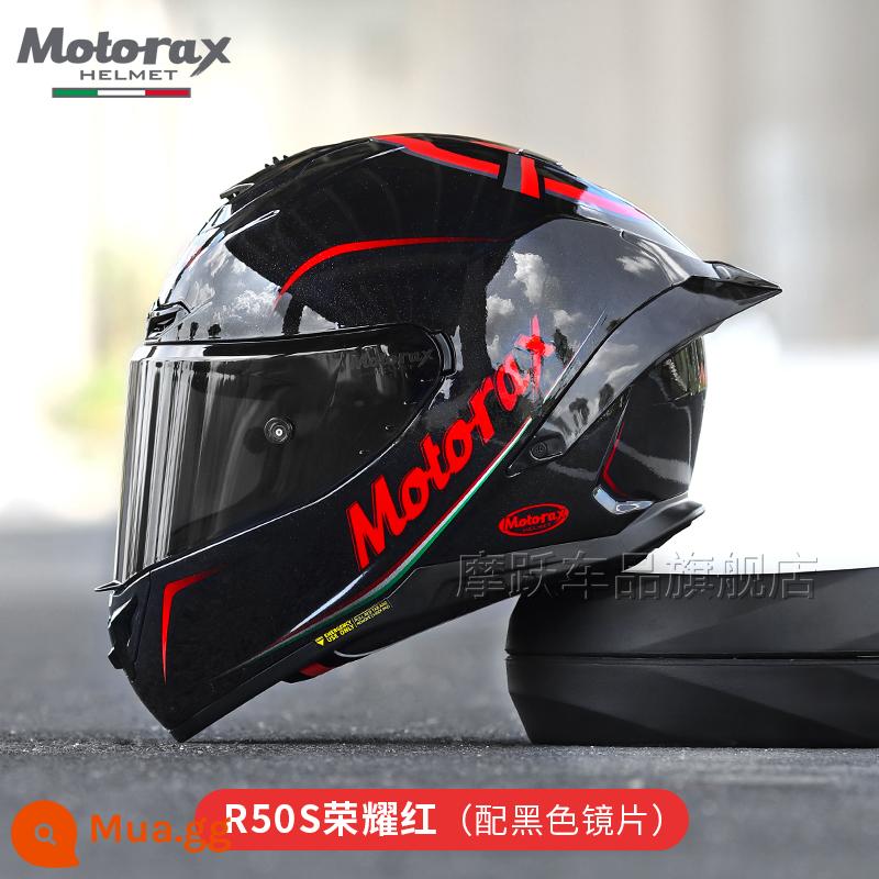 MOTORAX Morex R50S Một Đầu Máy Xe Lửa Mũ Bảo Hiểm Full Mũ Bảo Hiểm Nam Nữ Đuôi Lớn Gió Xuân Xe Bốn Mùa - Màu đỏ vinh quang [Gương đen]