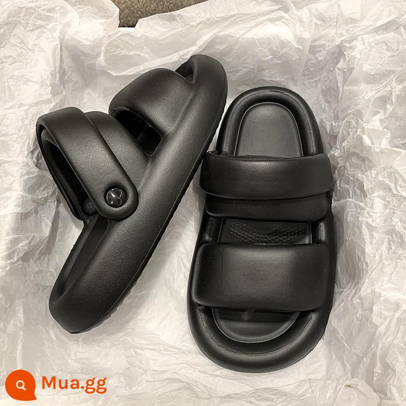 Giày sandal nữ mùa hè 2023 mới đế dày thời trang phù hợp đi 2 lần trong nhà và ngoài trời Đế mềm chống trượt bước phân cảm dép nữ - Đen [phong cách thời trang]