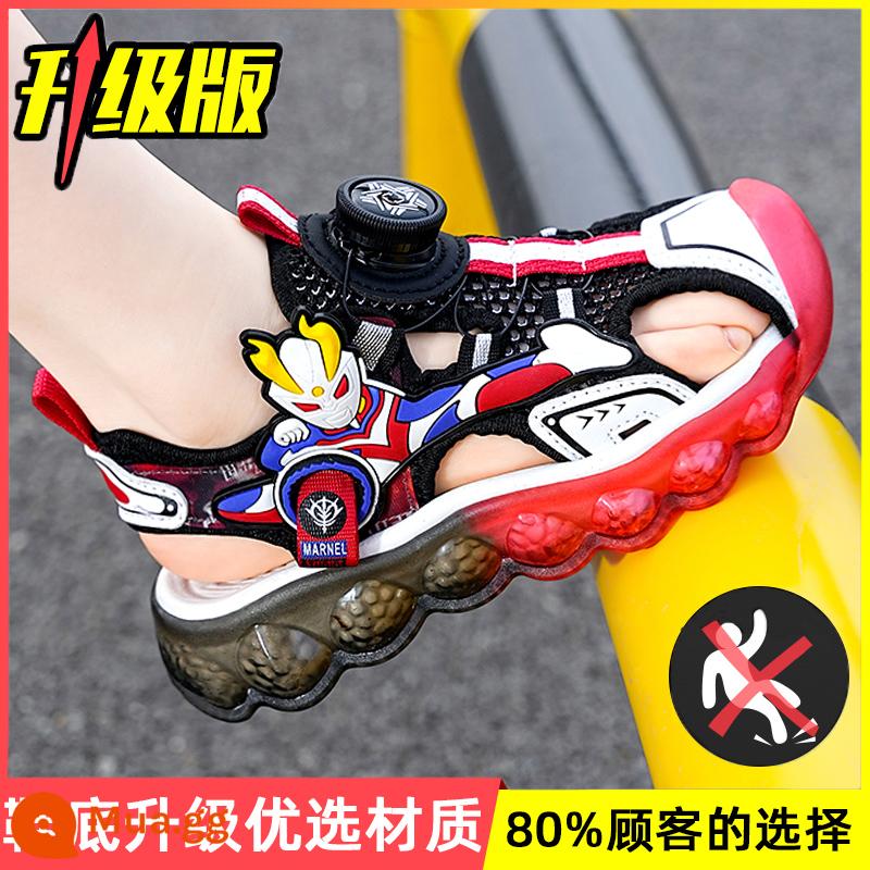 Giày Sandal Bé Trai 2023 Mùa Hè Mới Trẻ Em Bao Đầu Giày Đi Biển Bé Trai Lưới Chống Trơn Trượt Nút Xoay Xăng Đan - Đỏ [nâng cấp]