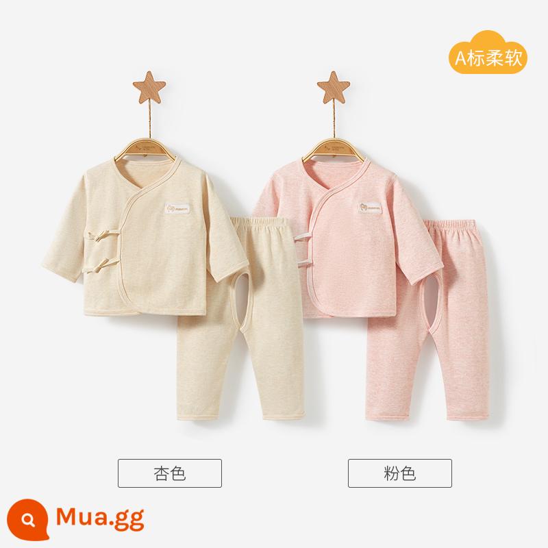 Quần áo sơ sinh mùa xuân, mùa thu và mùa đông sơ sinh 0 nhà sư Tháng 3 hai mảnh cotton nguyên chất đáy cho bé quần áo mùa thu phù hợp - 22115 hoa mai/hồng 2 bộ