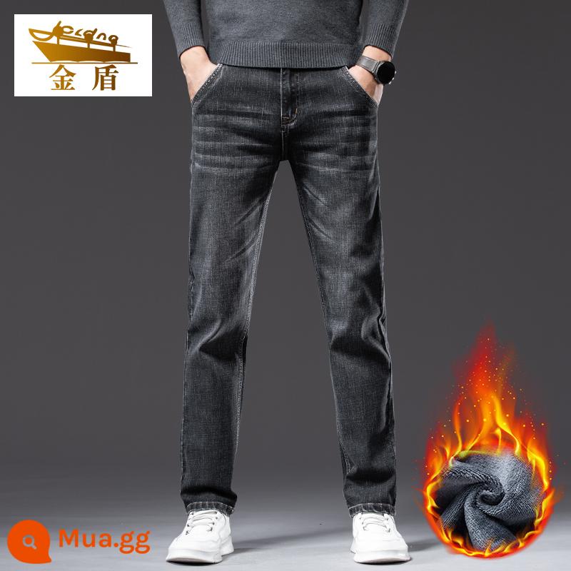 Lá Chắn Vàng Mùa Xuân Quần Jeans Nam 2024 Mới Quần Chân Thẳng Rời Nhung Nam Quần Nam Cao Cấp quần Âu - 839R màu xám khói [cộng với nhung]