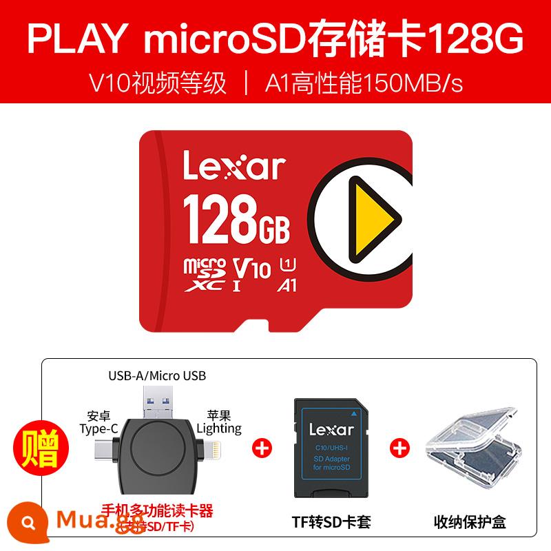 Thẻ nhớ Lexar TF 512g thẻ nhớ chuyển đổi tốc độ cao thẻ nhớ điện thoại di động DJI máy bay không người lái thẻ micro SD - Đầu đọc thẻ đa năng điện thoại di động 128GB+