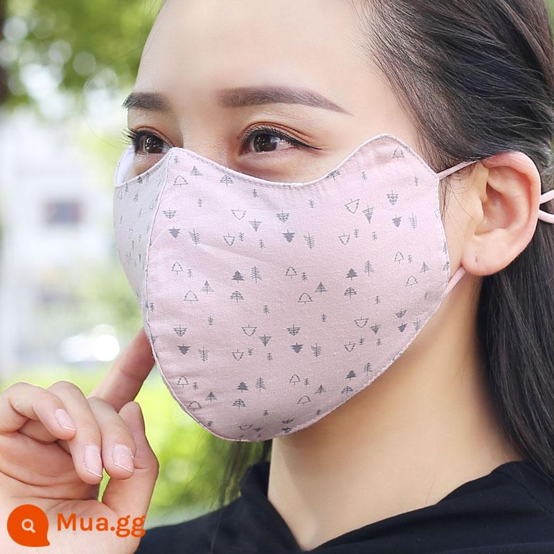 Khẩu trang thu đông nam nữ tăng chống gió cotton nguyên chất mùa đông ấm chống lạnh thoáng khí thời trang màu đen cá tính hợp thời trang - cây nhỏ mùa đông màu hồng