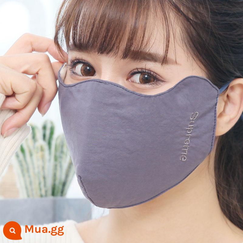 Khẩu trang thu đông nam nữ tăng chống gió cotton nguyên chất mùa đông ấm chống lạnh thoáng khí thời trang màu đen cá tính hợp thời trang - Chữ mùa đông màu xanh đậm