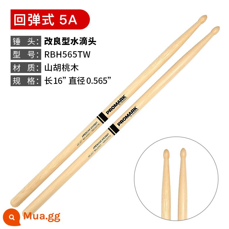 Làm đẹp Dadrio Drum Promark Gỗ Gỗ rắn 7A5A5B Kệ chuyên nghiệp Trống Trống Búa búa búa - RBH565TW (đầu búa bật lại hình giọt nước)