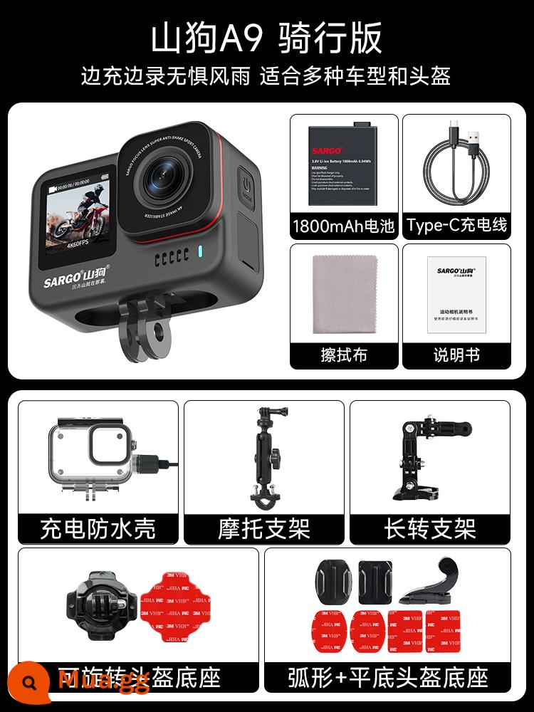 A9 Chó Núi Camera Thể Thao Câu Cá Chống Rung Xe Máy Đi Mũ Bảo Hiểm Đầu Ghi Toàn Cảnh 360 Camera 4K - Phiên bản xe đạp