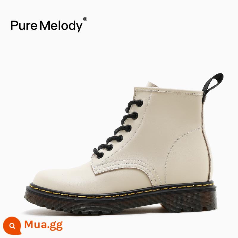 PM Martin Boots Mùa xuân và Mùa thu Boot Boot Boots Boots của Anh Xu hướng trong khi giày da tạm thời bị hỏng Xóa giày phụ nữ - PMQC3899 màu trắng ngà (tăng bên trong)