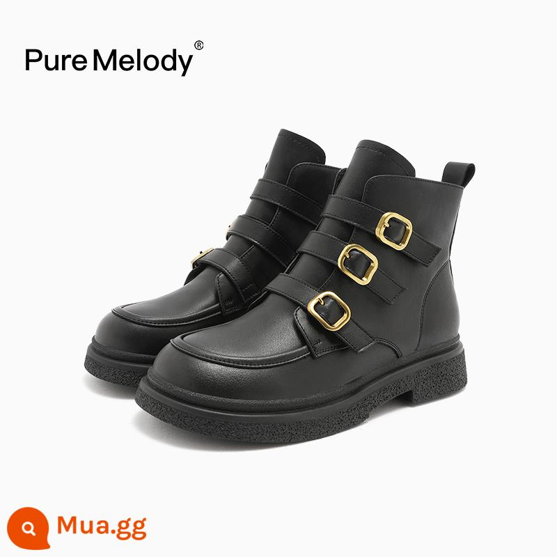 PM Martin Boots Mùa xuân và Mùa thu Boot Boot Boots Boots của Anh Xu hướng trong khi giày da tạm thời bị hỏng Xóa giày phụ nữ - PWQC35MD9505Z màu đen tự nhiên