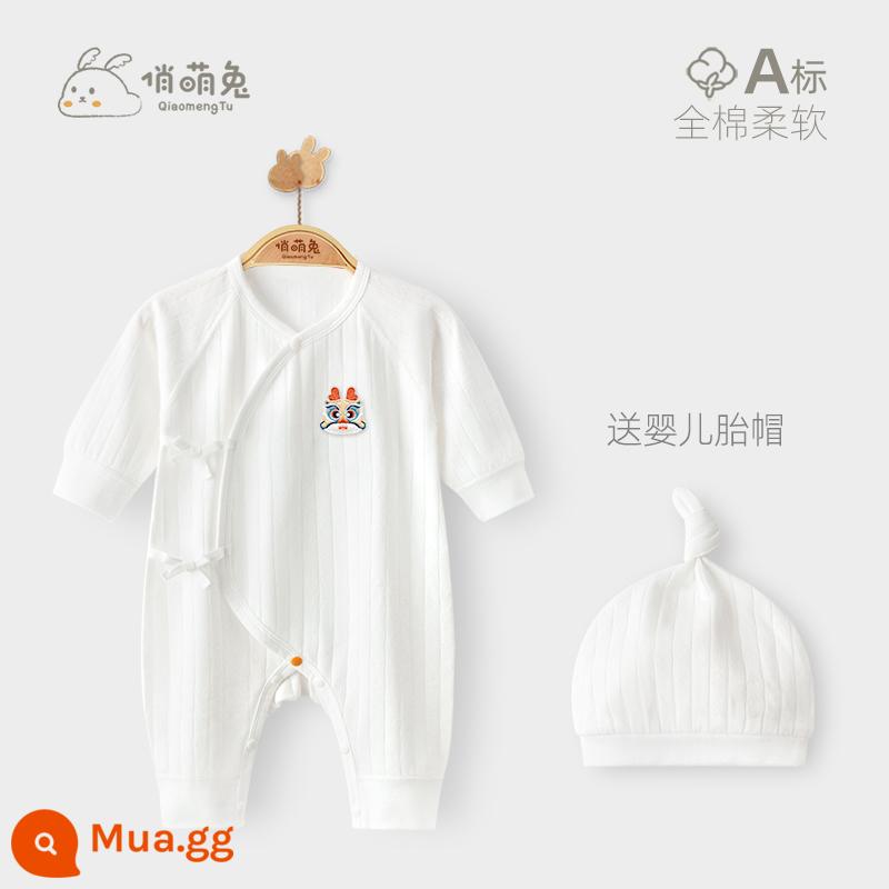 Qiao Thỏ Dễ Thương 0 đến 3 tháng tuổi quần áo trẻ sơ sinh sơ sinh mùa xuân và mùa thu cotton nguyên chất sơ sinh áo liền quần đầy đủ tháng cho bé quần áo trẻ em - Phong cách xuân thu [Dragon Baby] (đi kèm mũ bào thai)