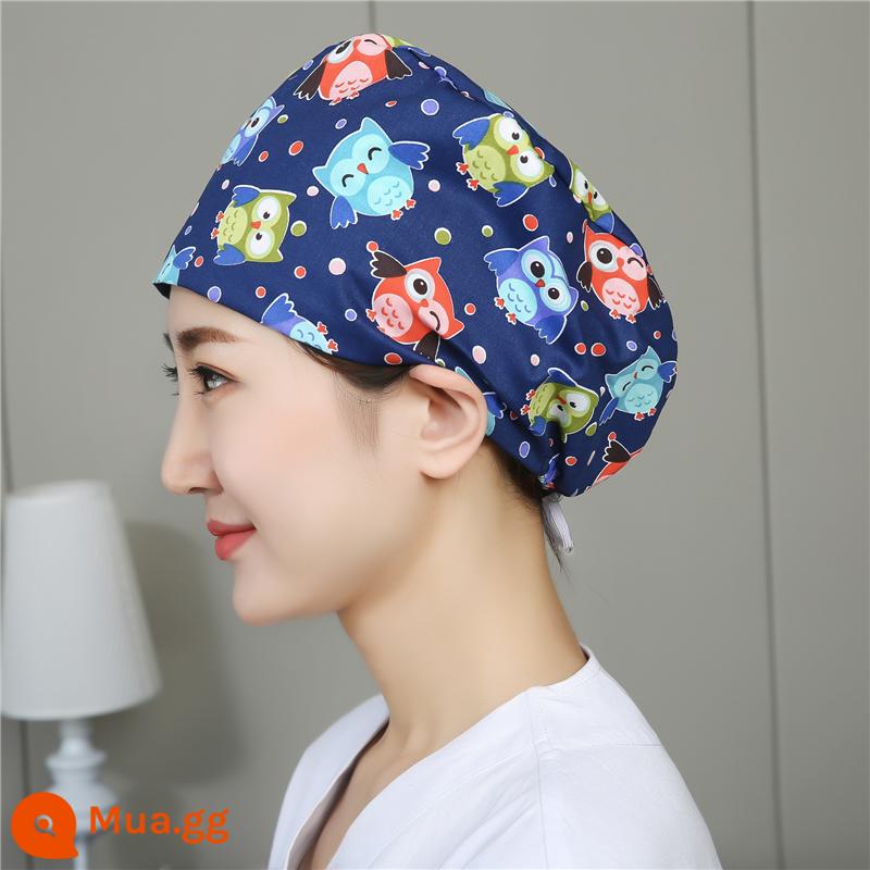 Mũ phòng mổ nữ cotton mũ y tá giam hóa trị bao đầu mũ phòng khám nha khoa bác sĩ làm việc mũ nam - Khóa điều chỉnh cú đỏ