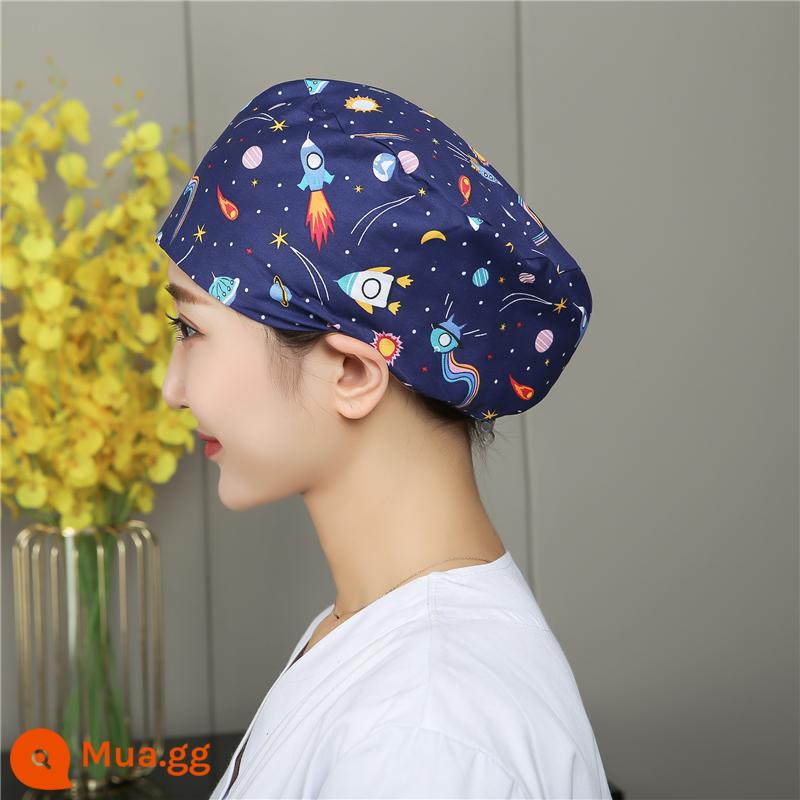 Mũ phòng mổ nữ cotton mũ y tá giam hóa trị bao đầu mũ phòng khám nha khoa bác sĩ làm việc mũ nam - Nút điều chỉnh Trái đất lang thang