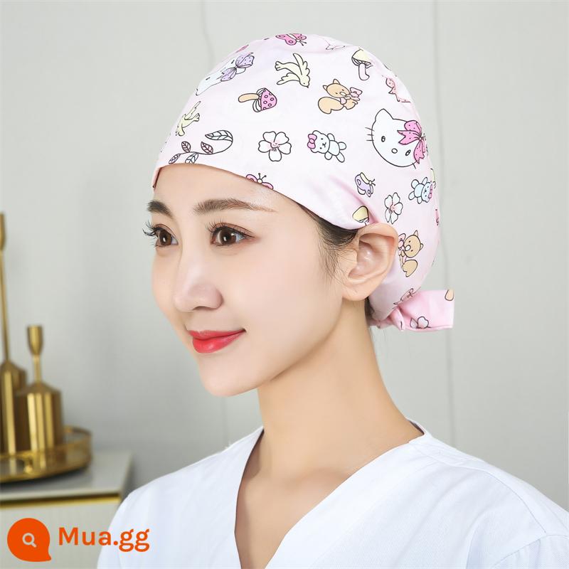 Mũ phòng mổ nữ cotton mũ y tá giam hóa trị bao đầu mũ phòng khám nha khoa bác sĩ làm việc mũ nam - KT con mèo