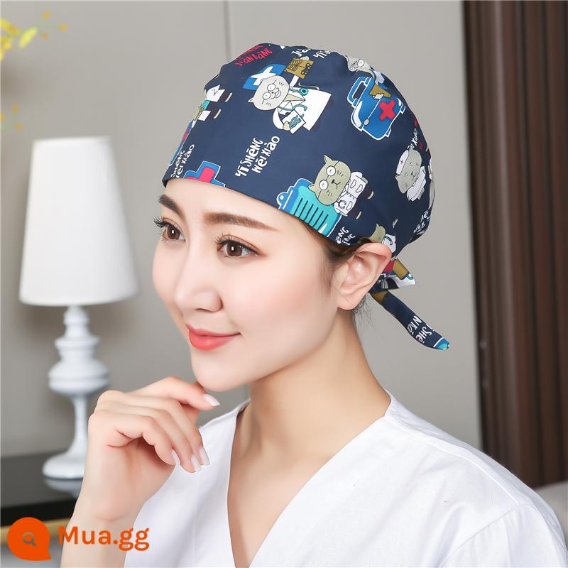 Mũ phòng mổ nữ cotton mũ y tá giam hóa trị bao đầu mũ phòng khám nha khoa bác sĩ làm việc mũ nam - bác sĩ gấu